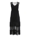 TWINSET TULLE AND FRINGES DETAILS LONG DRESS IN BLACK