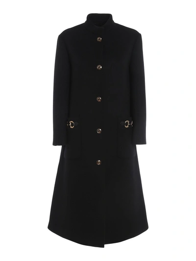 Gucci Wool Coat With Logo Buttons In Black