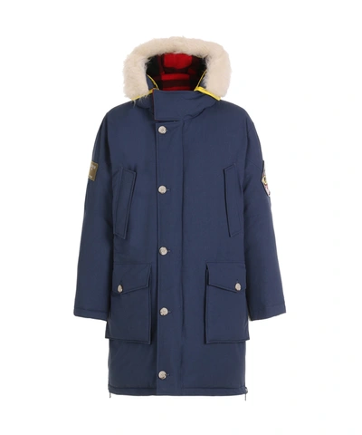 Woolrich Bearskin Reversible Parka Griffin X In Dark Navy