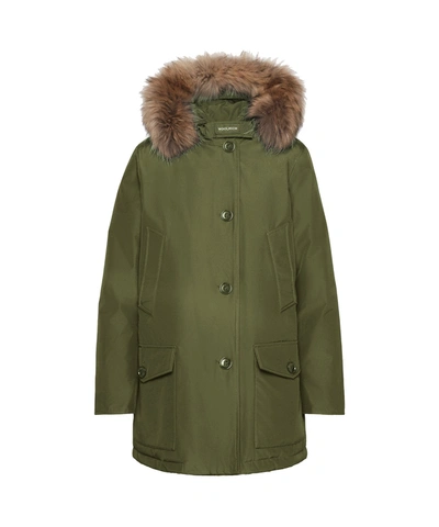 Woolrich Arctic Parka Detachable Fur In Dark Green