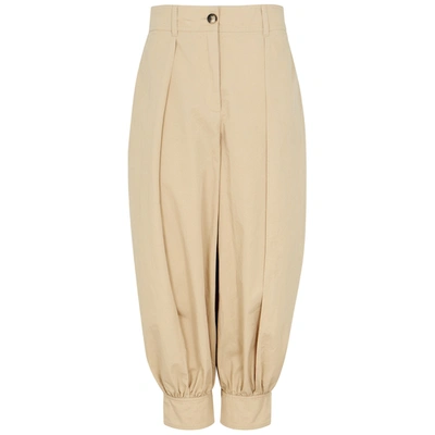 Jw Anderson Sand Cropped Cotton-twill Trousers In Beige