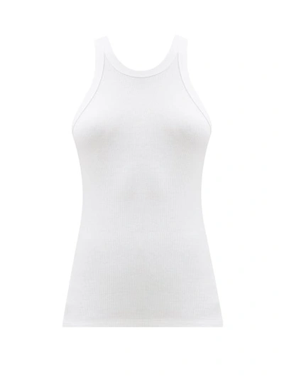 Totême Ribbed Scoop-neck Organic Cotton-blend Tank Top In White