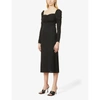 TOPSHOP RUCHED SWEETHEART-NECK STRETCH-WOVEN MIDI DRESS,R03691271