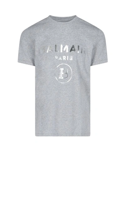 Balmain Men's  Grey Cotton T Shirt