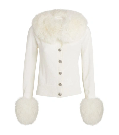 Izaak Azanei Fur-trim Embellished Cardigan