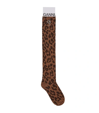 Ganni Leopard Print Socks