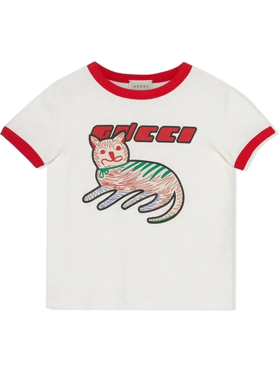 Gucci Kids' Graphic-print T-shirt In White