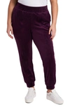 1.state Velour Joggers In Deep Plum