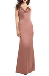 Dessy Collection Dessy Colleciton Cowl Neck Charmeuse Trumpet Gown In Pink