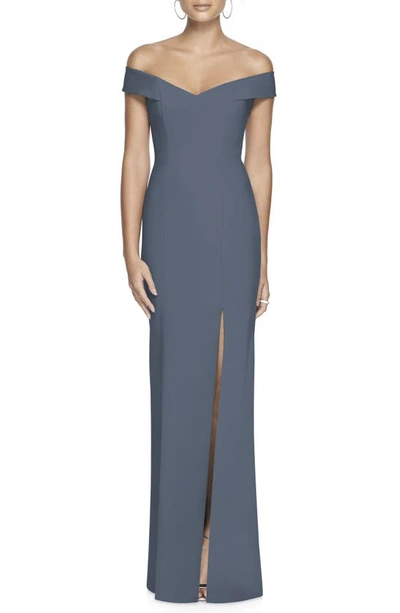 Dessy Collection Off The Shoulder Crossback Gown In Silverstone Gray