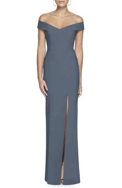Dessy Collection Off The Shoulder Crossback Gown In Silverstone