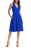 Dress The Population Catalina Fit & Flare Cocktail Dress In Electric Blue