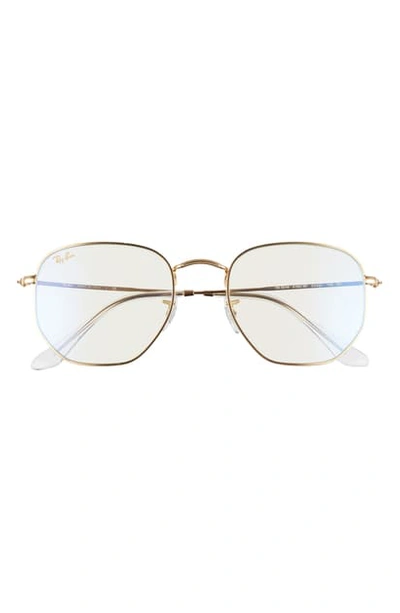 Ray Ban 54mm Round Optical Glasses In Shiny Gold