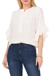 Vince Camuto Women's Ruffle Sleeve Henley Blouse In New Ivory