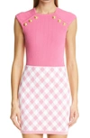 Balmain Sleeveless Ribbed Knit Tank Top In Rose Moyen