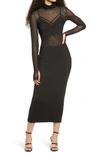 AFRM LONG SLEEVE MESH BODY-CON DRESS,AED019902S