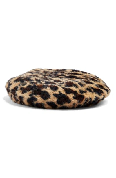 Topshop Fluffy Beret In Leopard