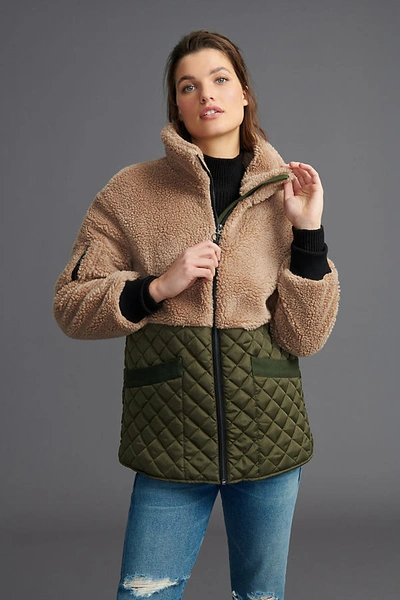 Avec Les Filles Tyra Quilted Sherpa Jacket In Beige