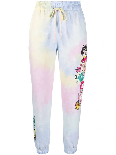 Ireneisgood Pink Cotton Pastel-wash Cartoon-print Trackpants