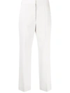 Stella Mccartney Grey Straight-leg Cropped Wool Trousers In Grey