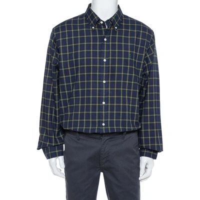 Pre-owned Ralph Lauren Navy Blue Plaid Cotton Long Sleeve Button Front Shirt Xxl