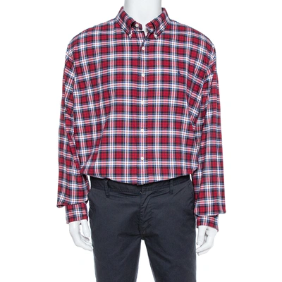 Pre-owned Ralph Lauren Red & Navy Blue Cotton Tartan Check Button Front Shirt Xxl