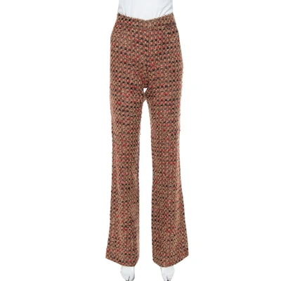 Pre-owned Dolce & Gabbana Brown Tweed High Rise Flared Trousers S