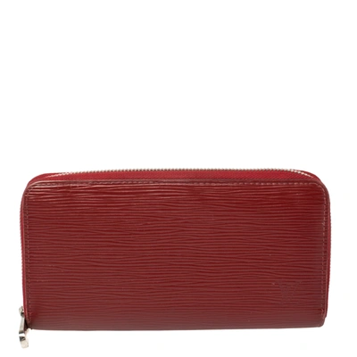 Pre-owned Louis Vuitton Rubis Epi Leather Zippy Wallet In Red