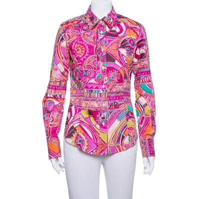 Pre-owned Etro Multicolor Abstract Tribal Printed Cotton Button Front Shirt L