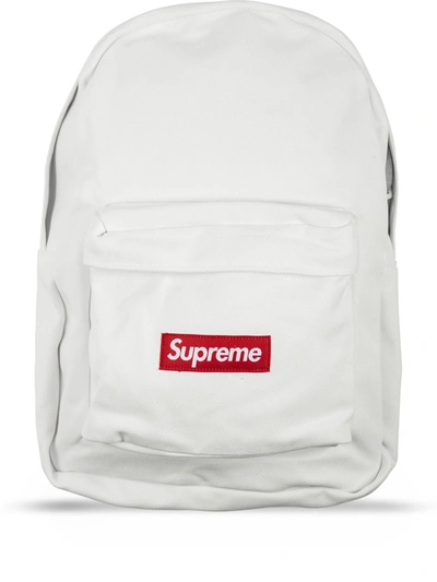 Supreme Logo Canvas Backpack In White