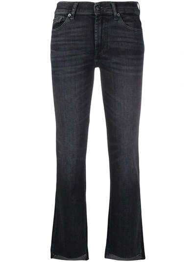 7 For All Mankind Cropped Skinny-fit Jeans In Black