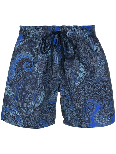 Etro Mid-length Paisley-print Swim Shorts In Blue