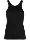 Totême 'espera' Black U Neck Rib Tank Top In Stretch Cotton Woman Toteme In Black