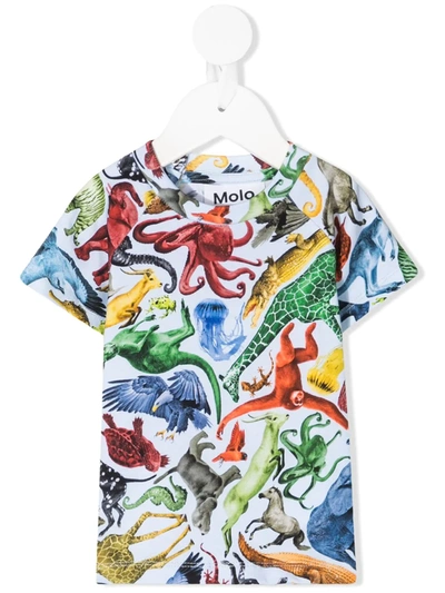 Molo Babies' Dinosaur-print T-shirt In 蓝色