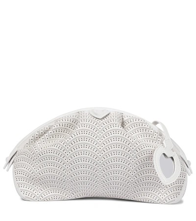 Alaïa Samia 21 Mini Laser-cut Leather Clutch In 010 Blanc Optique