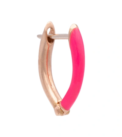 Melissa Kaye Small Cristina Enameled 18k Rose Gold Earrings In Pink