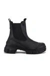 Ganni City Recycled Rubber Ankle Boots Black In Black