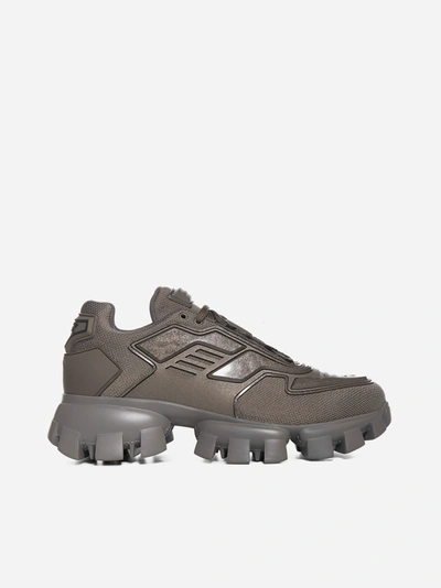 Prada Cloudbust Thunder Knit And Rubber Sneakers In Grey