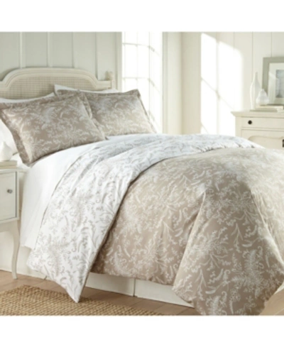 Southshore Fine Linens Reversible Down Alternative Floral Comforter And Sham Set Bedding In Taupe