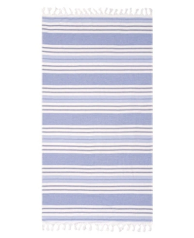 Superior Racer Stripe Fouta Beach Towel With Tassels Bedding In Blue