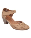 Easy Spirit Cindie Womens Leather Ankle Strap Mary Jane Heels In Beige