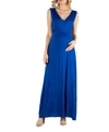 24seven Comfort Apparel V Neck Sleeveless Maternity Maxi Dress With Belt In Royal