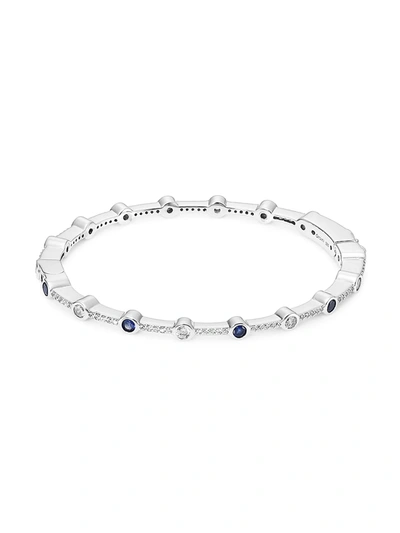 Adriana Orsini Sterling Silver & Two-tone Cubic Zirconia Bangle Bracelet In Silver Blue