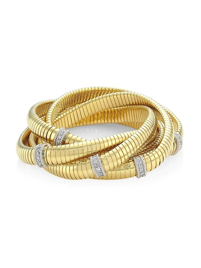 Alberto Milani Piazza Mercanti 18k Yellow Gold & Diamond 5-row Tubogas Medium Flex Wrap Bracelet