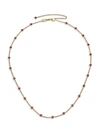 ADRIANA ORSINI 18K GOLDPLATED & RUBY-colourED STONE BEZEL-SET STATION NECKLACE,400013569432