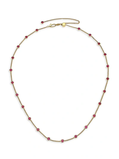 Adriana Orsini 18k Goldplated & Ruby-colored Stone Bezel-set Station Necklace