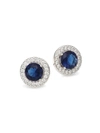 Adriana Orsini Sterling Silver & Two-tone Cubic Zirconia Round Framed Stud Earrings In Blue