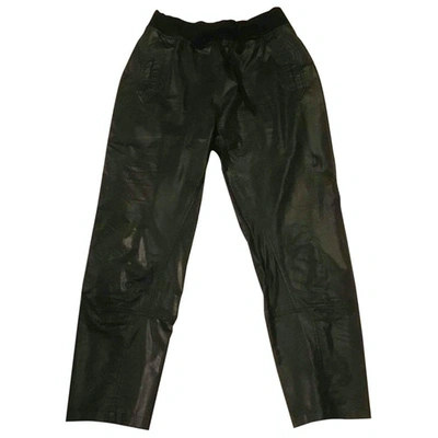 Pre-owned Hoss Intropia Vegan Leather Large Pants In Khaki