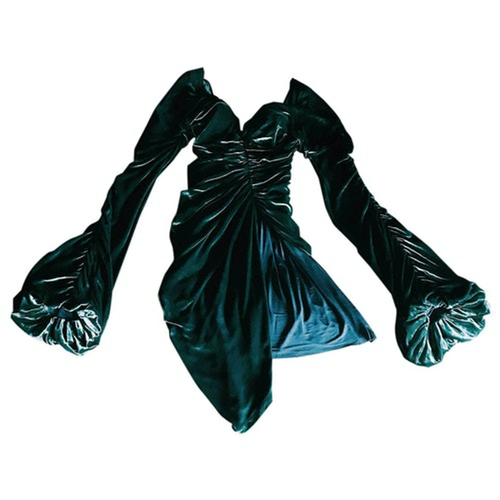 emerald-green alexander wang fit-and-flare velvet mini dress Pre-owned Alexander Wang Velvet Mini Dress In Green