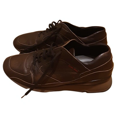 Pre-owned Miu Miu Leather Trainers In Brown